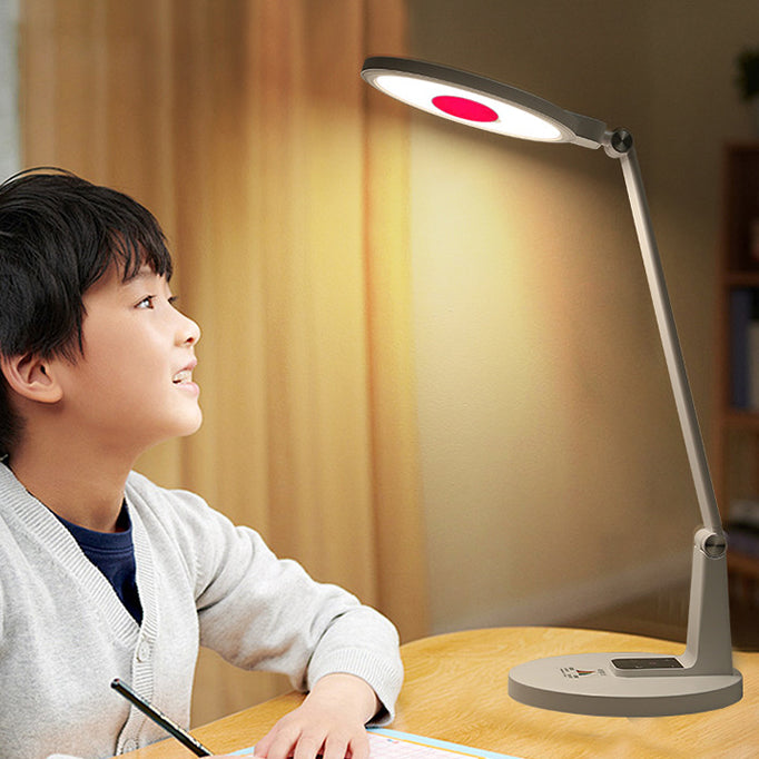 مصباح طاولة LED قابل للتعديل من الألومنيوم ABS بتصميم مستطيل دائري حديث بسيط لغرفة النوم 