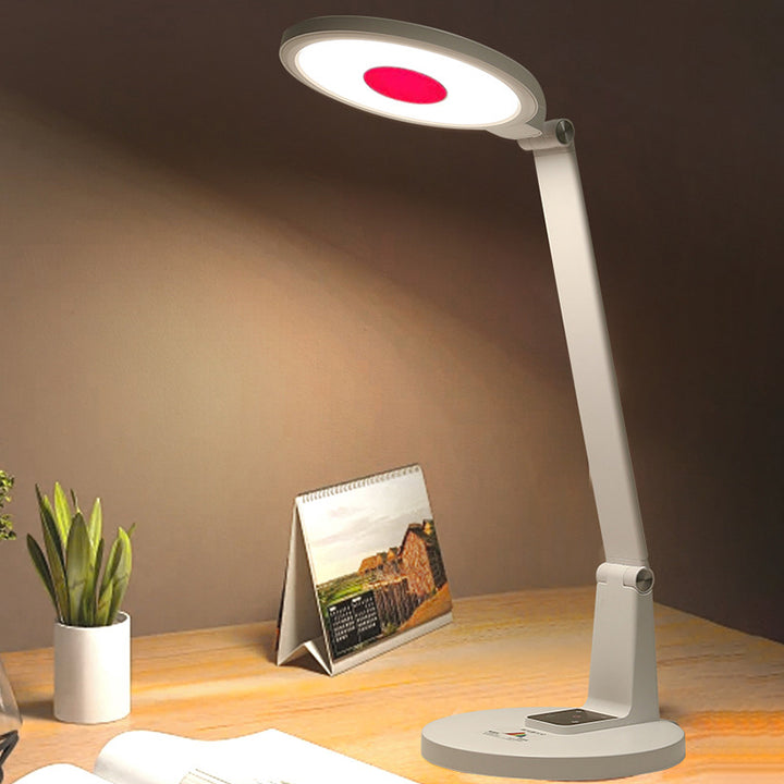مصباح طاولة LED قابل للتعديل من الألومنيوم ABS بتصميم مستطيل دائري حديث بسيط لغرفة النوم 