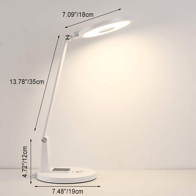 مصباح طاولة LED قابل للتعديل من الألومنيوم ABS بتصميم مستطيل دائري حديث بسيط لغرفة النوم 