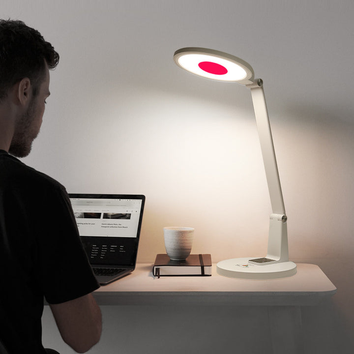 مصباح طاولة LED قابل للتعديل من الألومنيوم ABS بتصميم مستطيل دائري حديث بسيط لغرفة النوم 