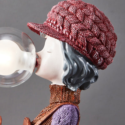 Lampe de table 1 lumière pour chambre à coucher avec sac à dos vase à bulles en résine et verre pour fille créative contemporaine 