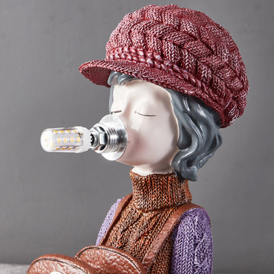 Lampe de table 1 lumière pour chambre à coucher avec sac à dos vase à bulles en résine et verre pour fille créative contemporaine 