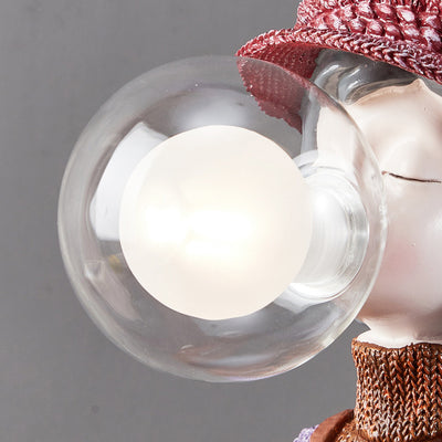 Lampe de table 1 lumière pour chambre à coucher avec sac à dos vase à bulles en résine et verre pour fille créative contemporaine 