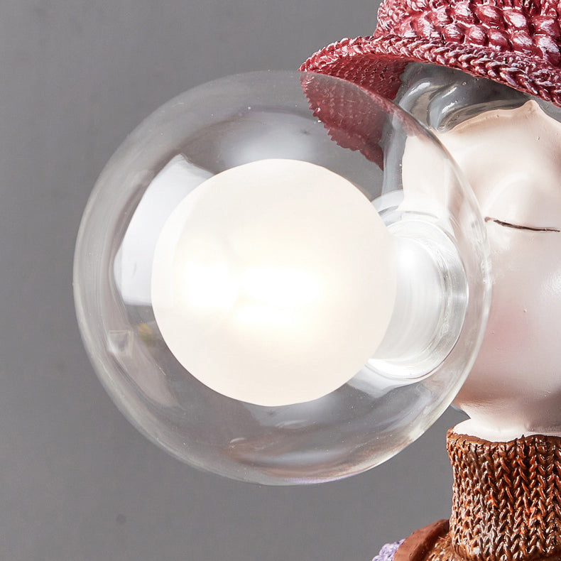 Lampe de table 1 lumière pour chambre à coucher avec sac à dos vase à bulles en résine et verre pour fille créative contemporaine 