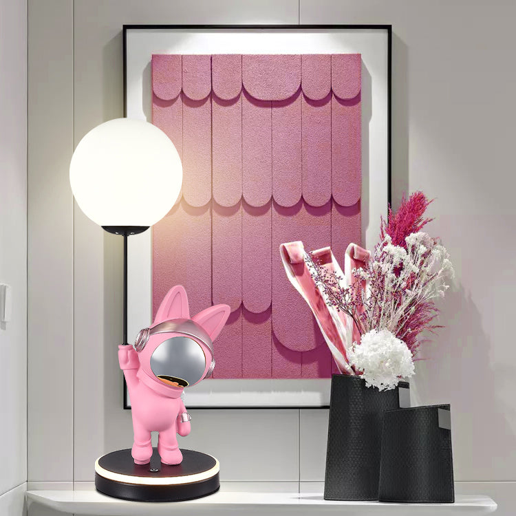 Contemporary Creative Cartoon Kids Space Rabbit Balloon Resin Plastic LED Table Lamp For Bedroom