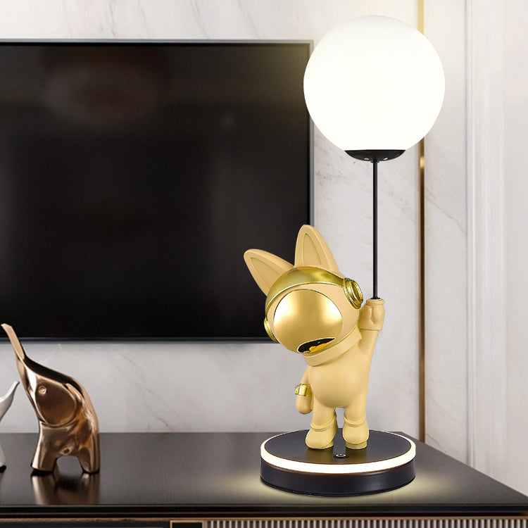 Contemporary Creative Cartoon Kids Space Rabbit Balloon Resin Plastic LED Table Lamp For Bedroom