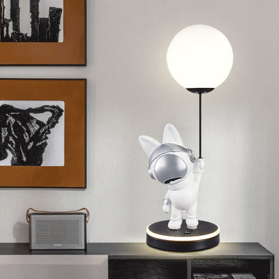 Contemporary Creative Cartoon Kids Space Rabbit Balloon Resin Plastic LED Table Lamp For Bedroom