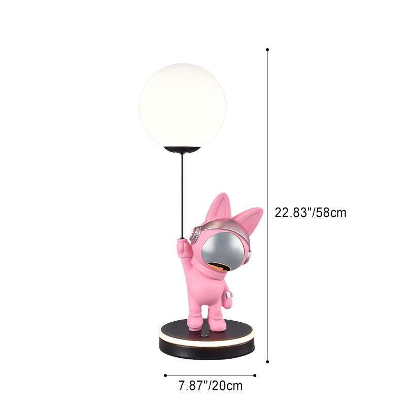 Contemporary Creative Cartoon Kids Space Rabbit Balloon Resin Plastic LED Table Lamp For Bedroom