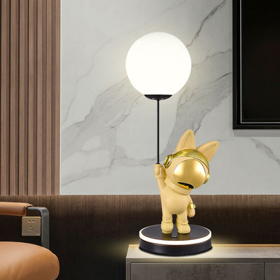 Contemporary Creative Cartoon Kids Space Rabbit Balloon Resin Plastic LED Table Lamp For Bedroom