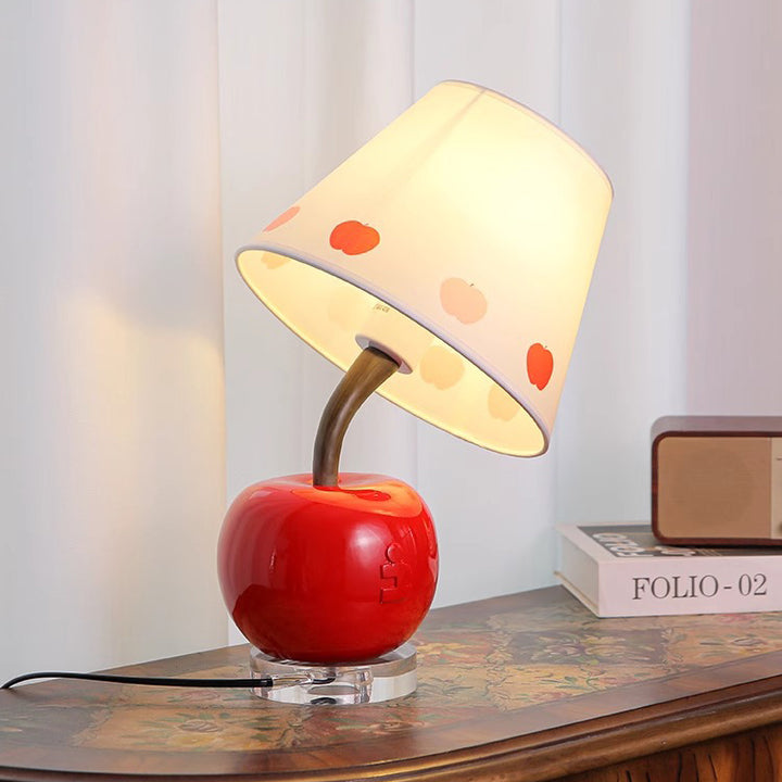 Lampe de table 1 lumière contemporaine créative mignonne avec rayures arc-en-ciel, boule courbée en résine, matériel en tissu pour chambre à coucher 