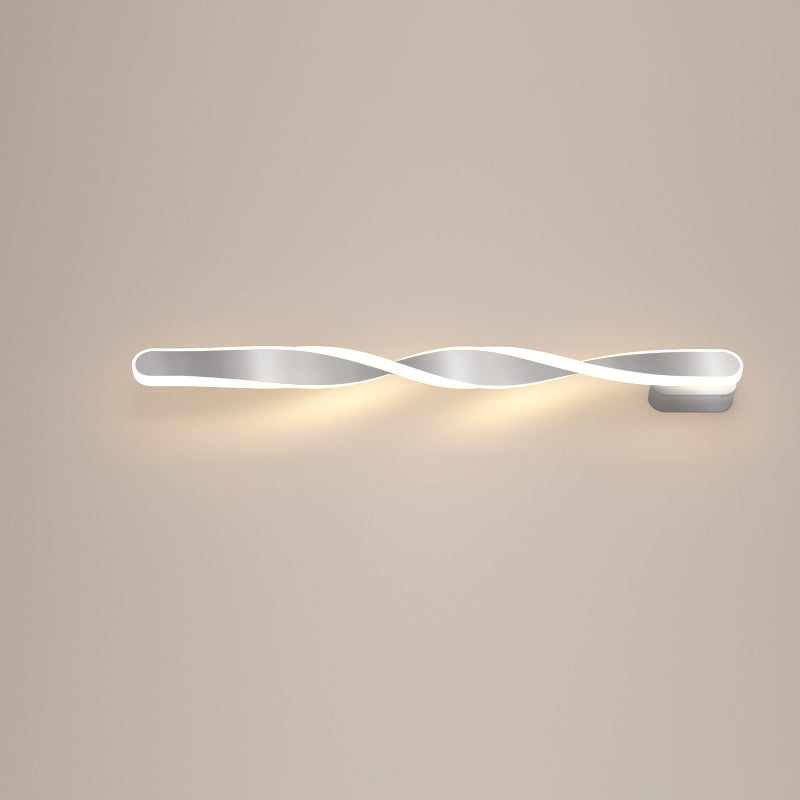 Moderne minimalistische lange ovale Spiral-Aluminium-Silikon-LED-Wandleuchte für das Wohnzimmer 