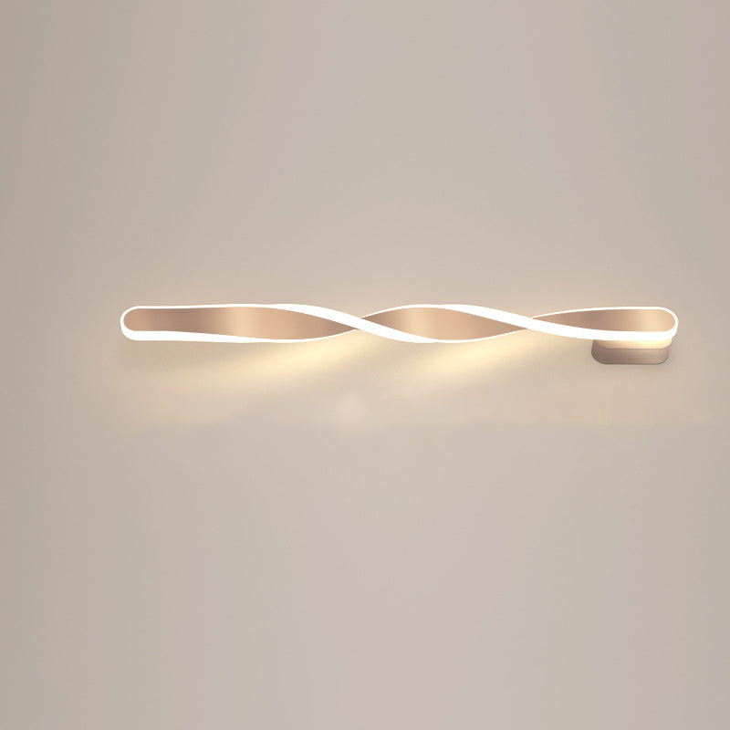 Moderne minimalistische lange ovale Spiral-Aluminium-Silikon-LED-Wandleuchte für das Wohnzimmer 