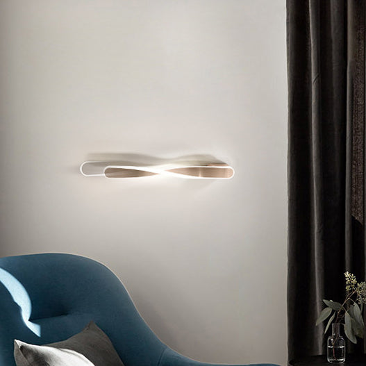 Moderne minimalistische lange ovale Spiral-Aluminium-Silikon-LED-Wandleuchte für das Wohnzimmer 