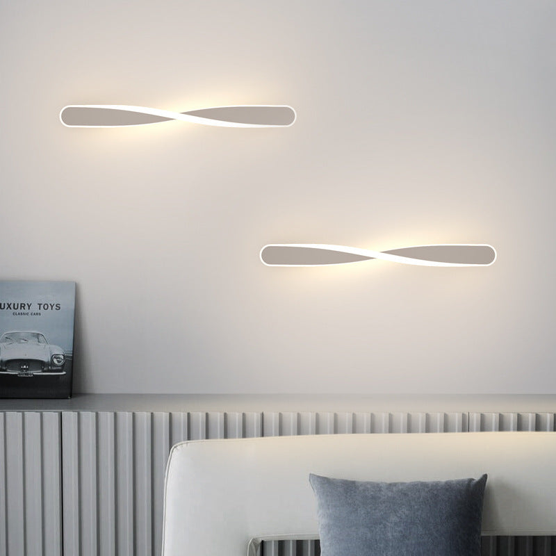 Modern Minimalist Long Oval Spiral Aluminum Silicone LED Wall Sconce Lamp For Living Room