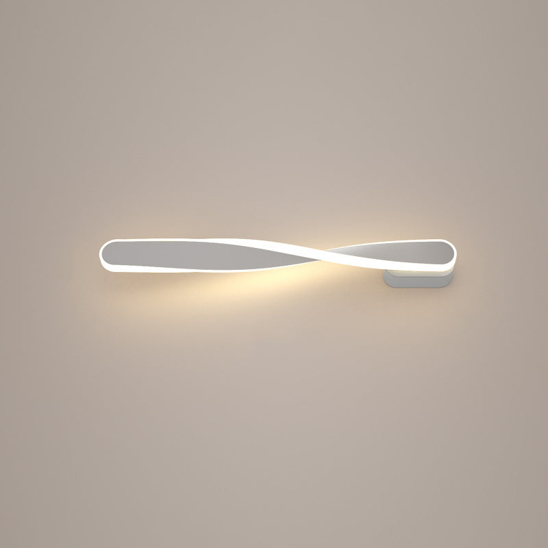 Moderne minimalistische lange ovale Spiral-Aluminium-Silikon-LED-Wandleuchte für das Wohnzimmer 
