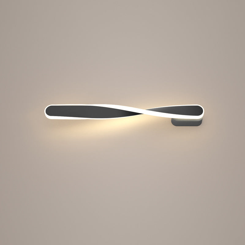 Moderne minimalistische lange ovale Spiral-Aluminium-Silikon-LED-Wandleuchte für das Wohnzimmer 