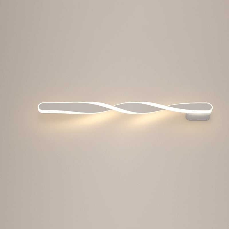 Moderne minimalistische lange ovale Spiral-Aluminium-Silikon-LED-Wandleuchte für das Wohnzimmer 