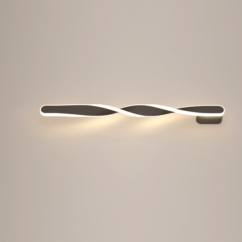 Moderne minimalistische lange ovale Spiral-Aluminium-Silikon-LED-Wandleuchte für das Wohnzimmer 