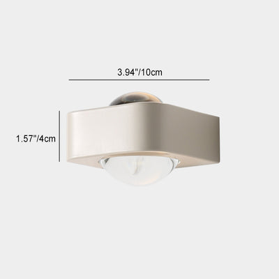 Moderne minimalistische quadratische halbrunde Wandleuchte aus Edelstahl und Glas mit abgerundeten Kanten und LED für das Schlafzimmer 
