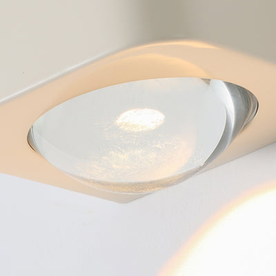 Moderne minimalistische quadratische halbrunde Wandleuchte aus Edelstahl und Glas mit abgerundeten Kanten und LED für das Schlafzimmer 