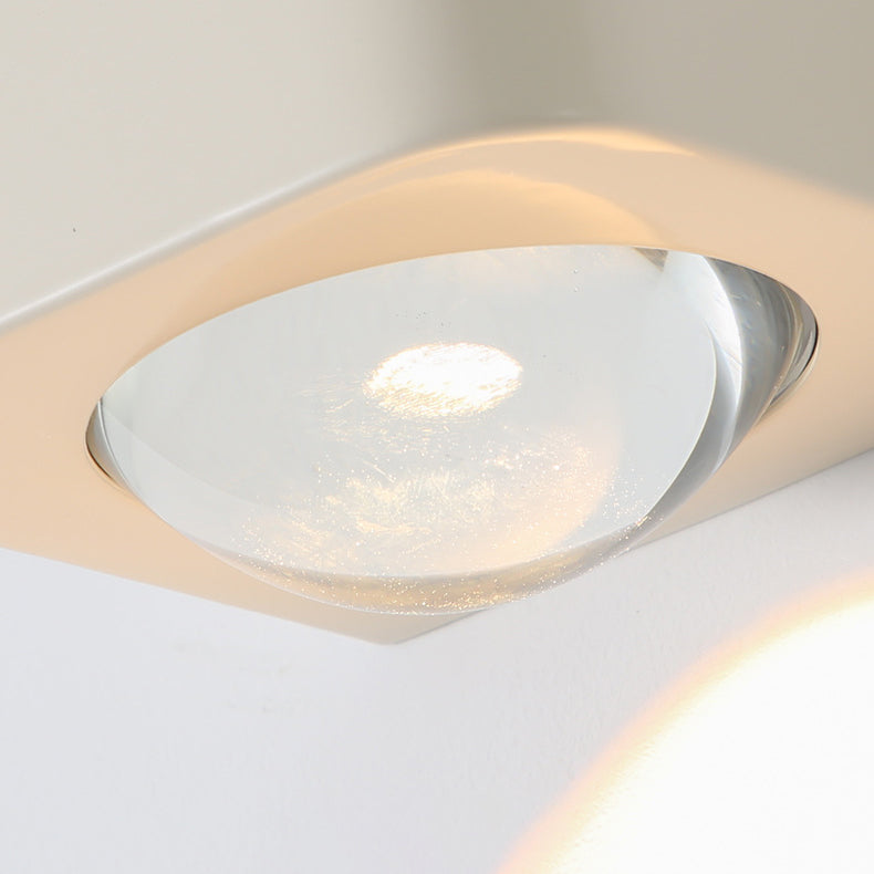Moderne minimalistische quadratische halbrunde Wandleuchte aus Edelstahl und Glas mit abgerundeten Kanten und LED für das Schlafzimmer 