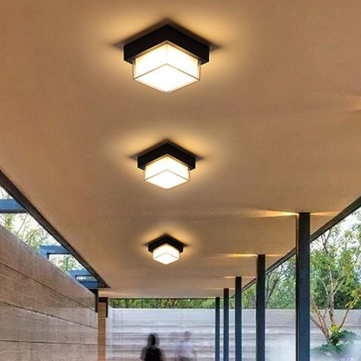 Luz de techo empotrada LED de aluminio fundido a presión acrílico cuadrado redondo cilíndrico minimalista moderno a prueba de agua para patio exterior 