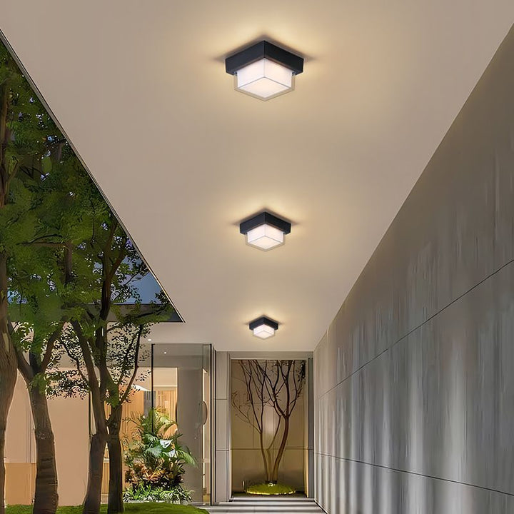 Luz de techo empotrada LED de aluminio fundido a presión acrílico cuadrado redondo cilíndrico minimalista moderno a prueba de agua para patio exterior 