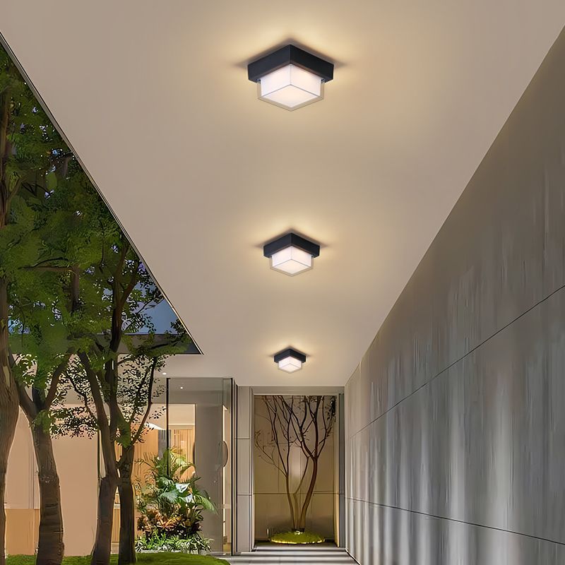 Luz de techo empotrada LED de aluminio fundido a presión acrílico cuadrado redondo cilíndrico minimalista moderno a prueba de agua para patio exterior 