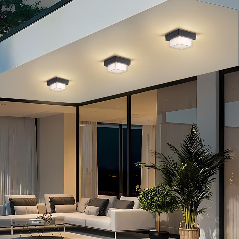 Luz de techo empotrada LED de aluminio fundido a presión acrílico cuadrado redondo cilíndrico minimalista moderno a prueba de agua para patio exterior 