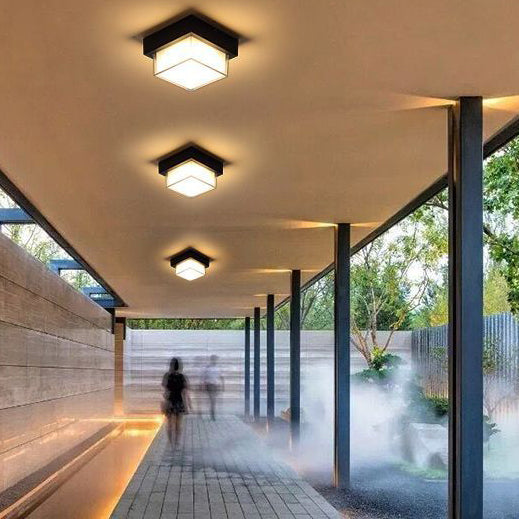 Luz de techo empotrada LED de aluminio fundido a presión acrílico cuadrado redondo cilíndrico minimalista moderno a prueba de agua para patio exterior 