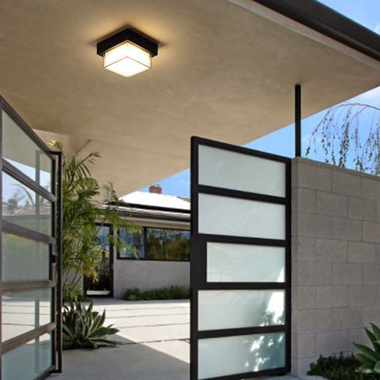 Luz de techo empotrada LED de aluminio fundido a presión acrílico cuadrado redondo cilíndrico minimalista moderno a prueba de agua para patio exterior 