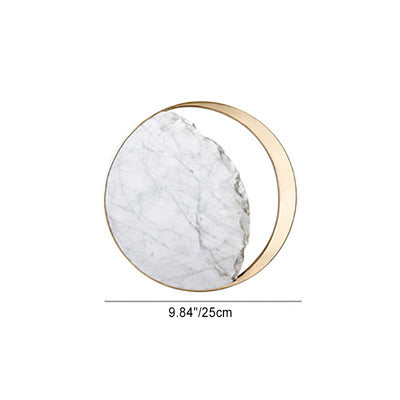 Applique murale contemporaine scandinave ronde incurvée en métal et marbre à 2 lumières pour chambre 