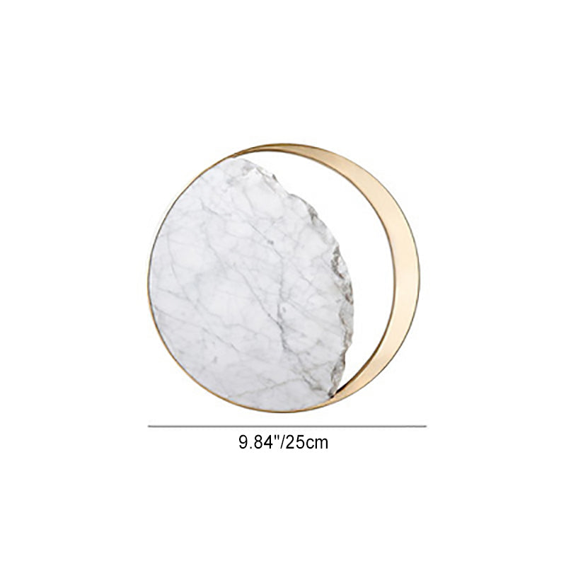 Applique murale contemporaine scandinave ronde incurvée en métal et marbre à 2 lumières pour chambre 