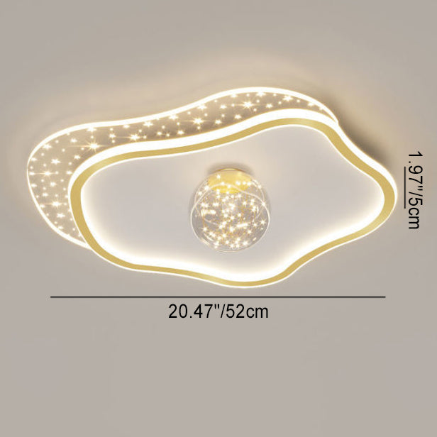 Plafonnier LED en acrylique avec montage affleurant pour chambre à coucher, en forme d&