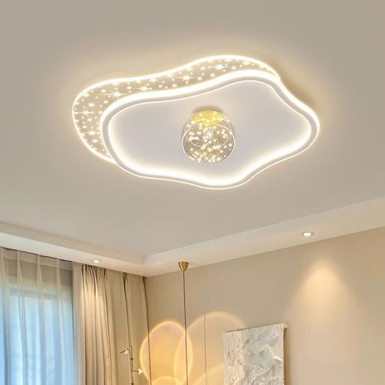 Plafonnier LED en acrylique avec montage affleurant pour chambre à coucher, en forme d&