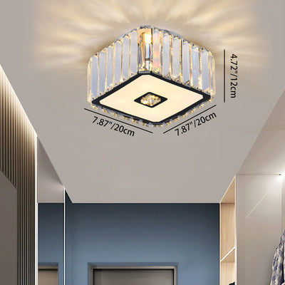 Contemporáneo Cilindro Escandinavo Cuadrado Tira de Acero Inoxidable Cristal Acrílico Lámpara de Techo de Montaje Empotrado de 4 Luces para Sala de Estar 