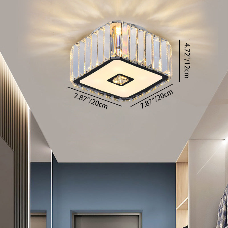 Contemporáneo Cilindro Escandinavo Cuadrado Tira de Acero Inoxidable Cristal Acrílico Lámpara de Techo de Montaje Empotrado de 4 Luces para Sala de Estar 