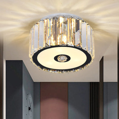 Contemporáneo Cilindro Escandinavo Cuadrado Tira de Acero Inoxidable Cristal Acrílico Lámpara de Techo de Montaje Empotrado de 4 Luces para Sala de Estar 
