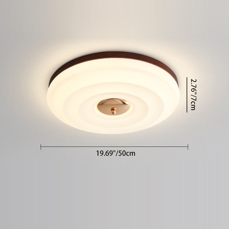 Traditionelle japanische runde Ripple-Eisen-Acryl-Holz-LED-Deckenleuchte für das Schlafzimmer 