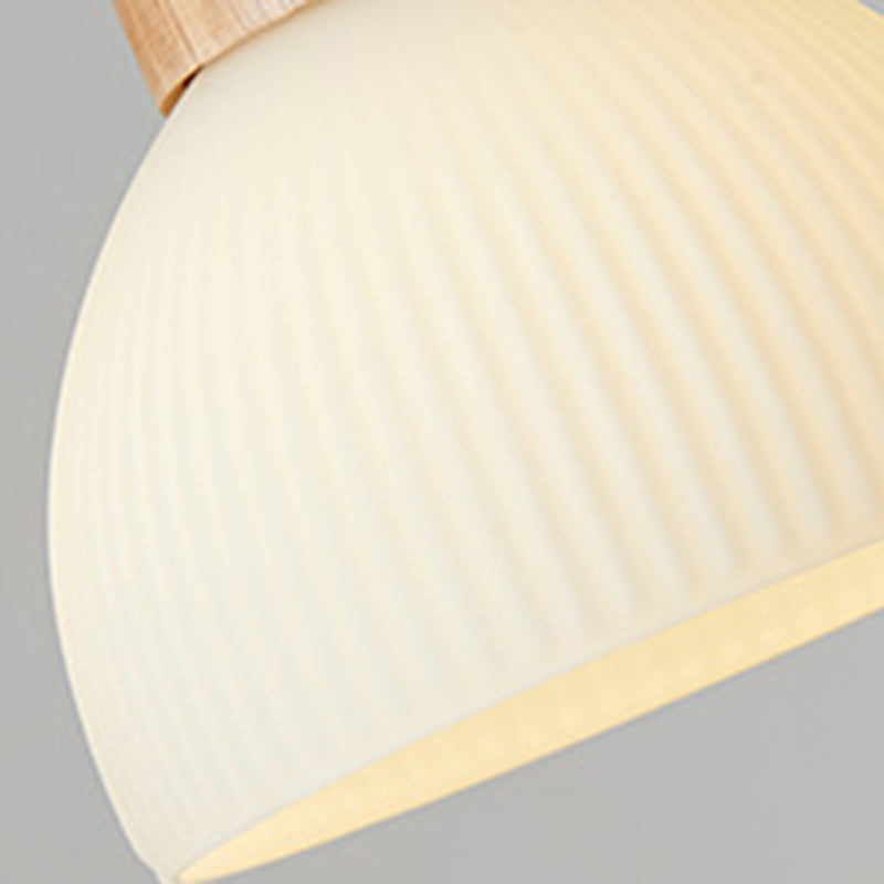 Contemporain Scandinave Demi-cercle Cylindre Vertical Bois Verre 1/3 Lumière Suspension Luminaire Îlot Pour Salon 