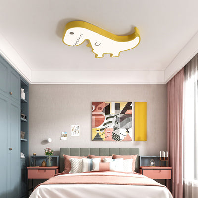 Plafonnier LED en acrylique et fer avec dinosaure pour enfants, style scandinave contemporain, pour chambre à coucher 