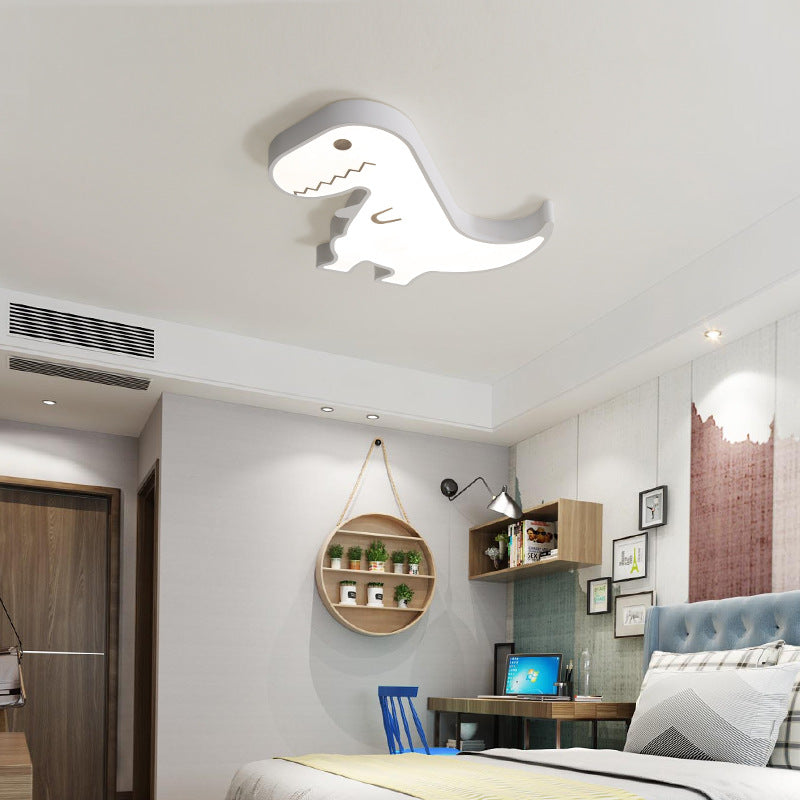 Plafonnier LED en acrylique et fer avec dinosaure pour enfants, style scandinave contemporain, pour chambre à coucher 