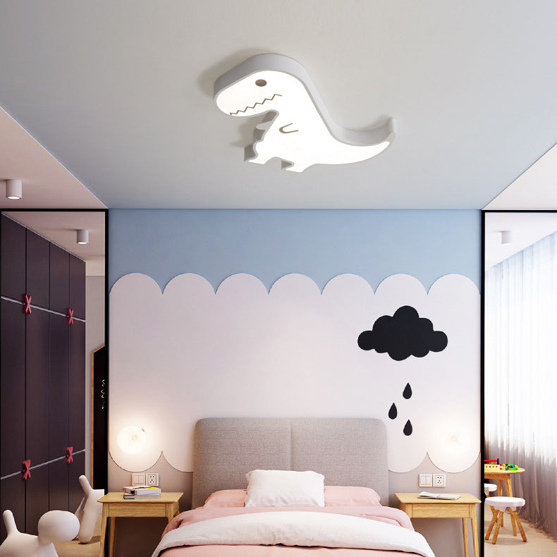 Plafonnier LED en acrylique et fer avec dinosaure pour enfants, style scandinave contemporain, pour chambre à coucher 