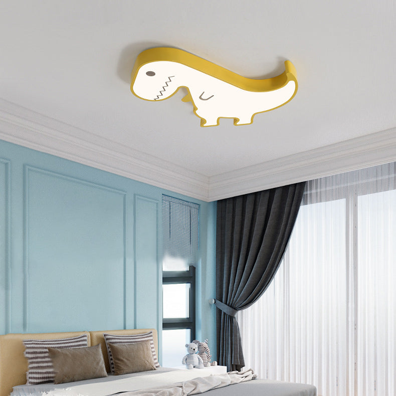 Plafonnier LED en acrylique et fer avec dinosaure pour enfants, style scandinave contemporain, pour chambre à coucher 
