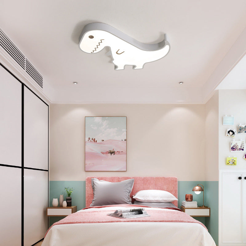 Plafonnier LED en acrylique et fer avec dinosaure pour enfants, style scandinave contemporain, pour chambre à coucher 