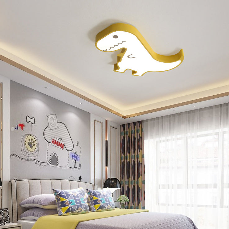 Plafonnier LED en acrylique et fer avec dinosaure pour enfants, style scandinave contemporain, pour chambre à coucher 