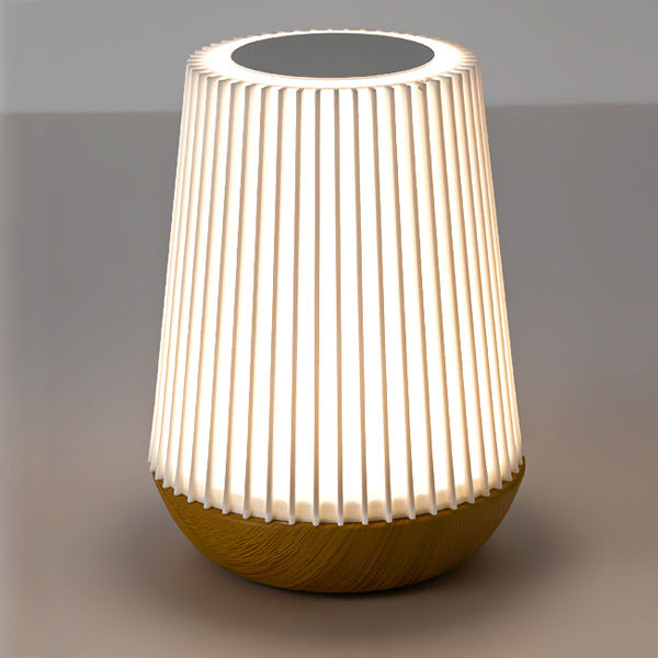 Lampe de table LED en acrylique bois métal rayé rond minimaliste moderne pour chambre 