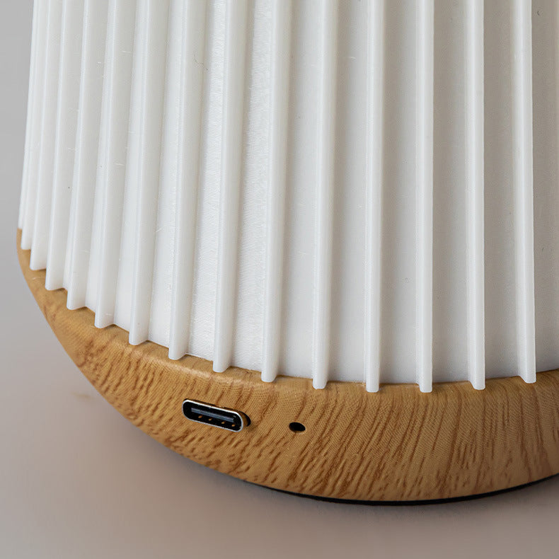 Lampe de table LED en acrylique bois métal rayé rond minimaliste moderne pour chambre 
