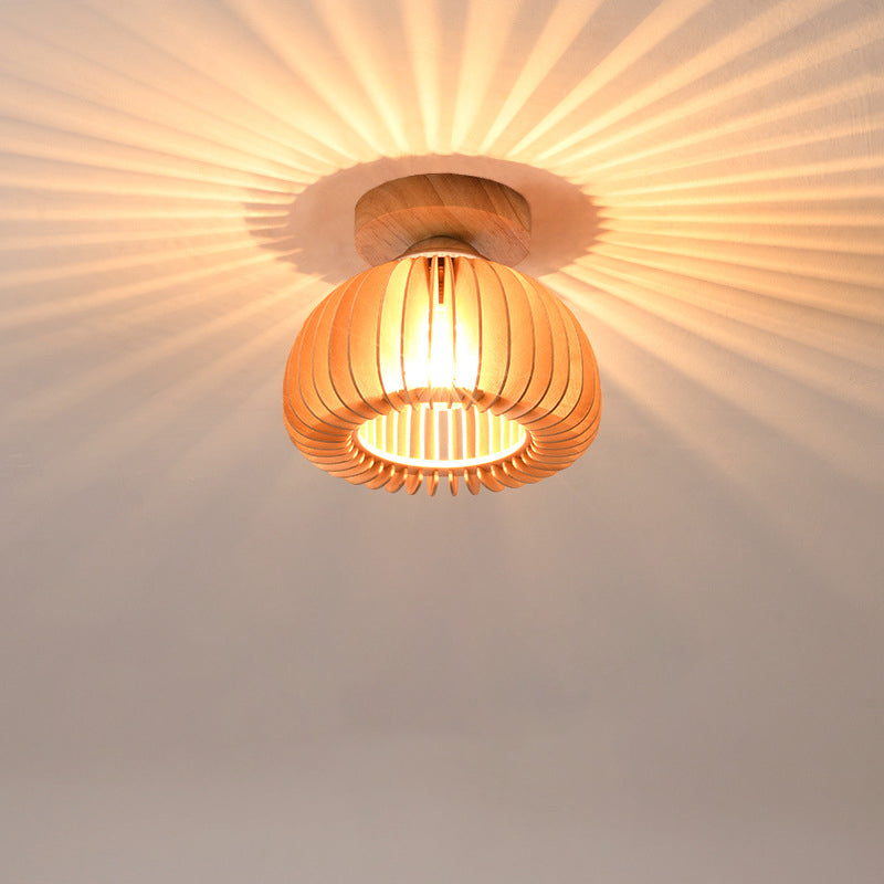 Plafonnier semi-encastré 1 lumière en bois fer vintage traditionnel à flocons de citrouille pour salon 