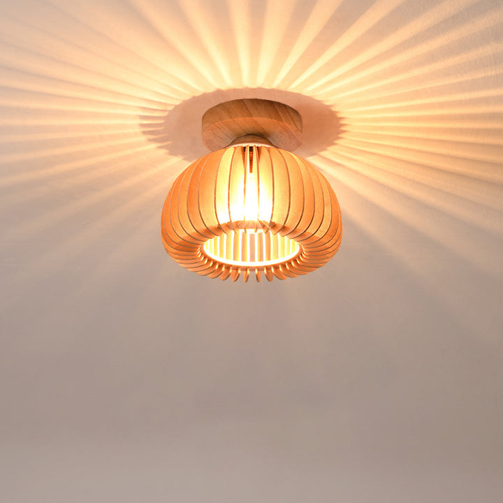 Plafonnier semi-encastré 1 lumière en bois fer vintage traditionnel à flocons de citrouille pour salon 